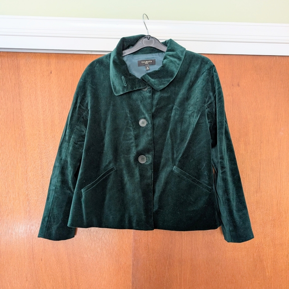 Talbots Jackets & Blazers - Talbot's Women's Green Velvet Button Lined 100% Cotton Jacket Size 2P